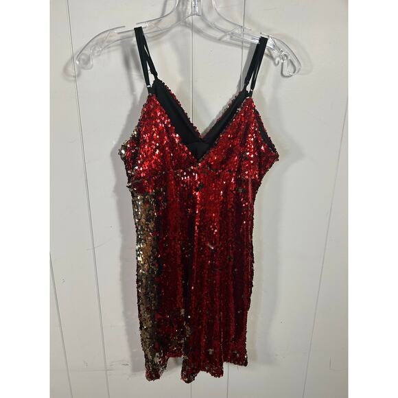 Forever 21 Reversible Sequin Mini Dress Gold/Red in Size S. - Picture 8 of 8